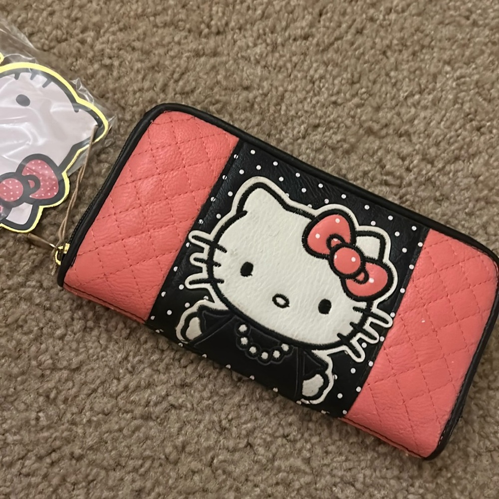 Loungefly Coral and Black Hello Kitty Wallet